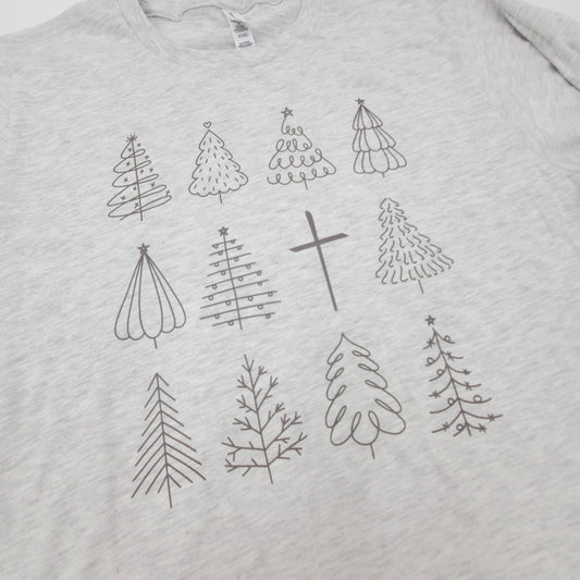 Christmas Tree + Cross Long Sleeve Tee