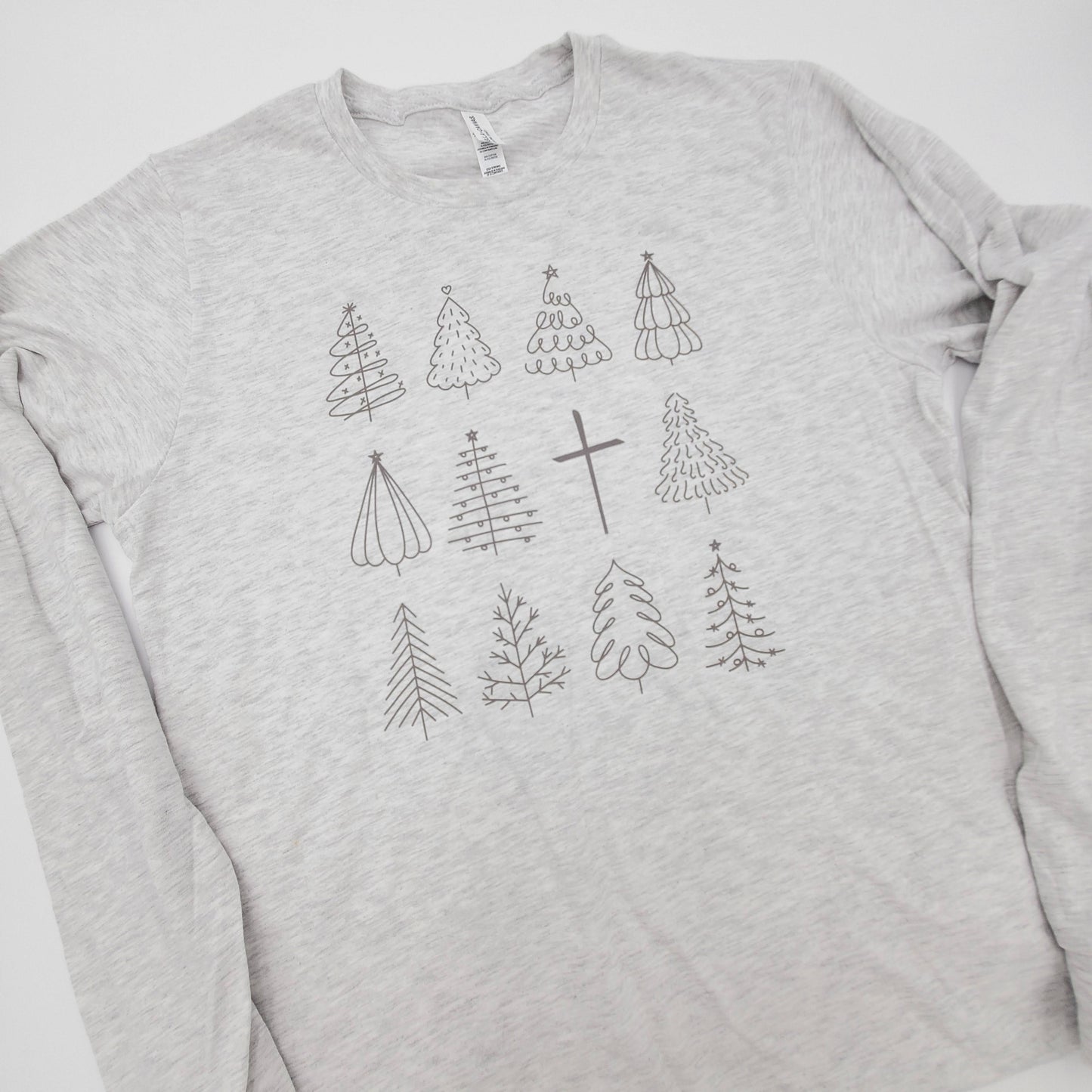 Christmas Tree + Cross Long Sleeve Tee