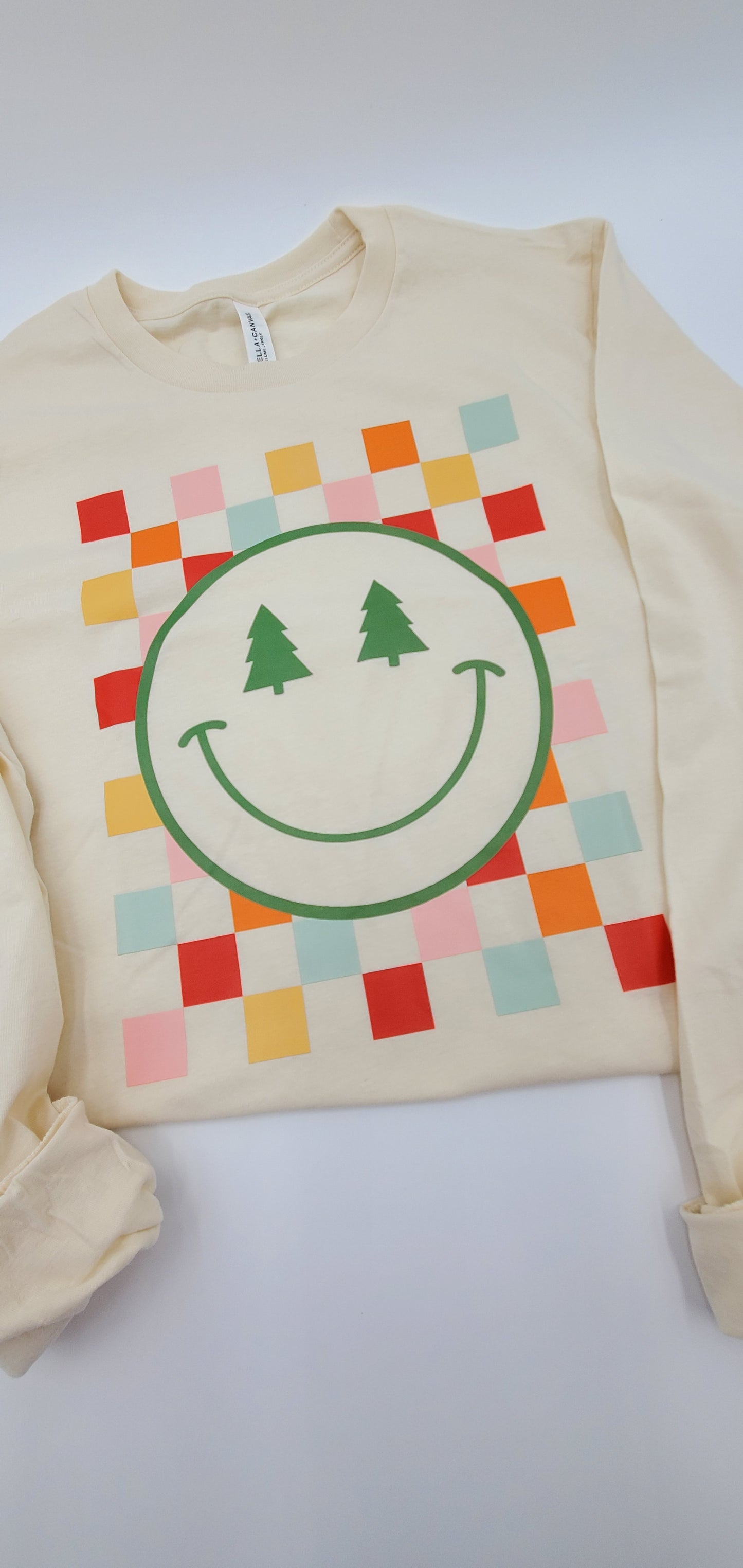 Checkered Smiley Long Sleeve Tee
