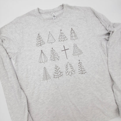 Christmas Tree + Cross Long Sleeve Tee