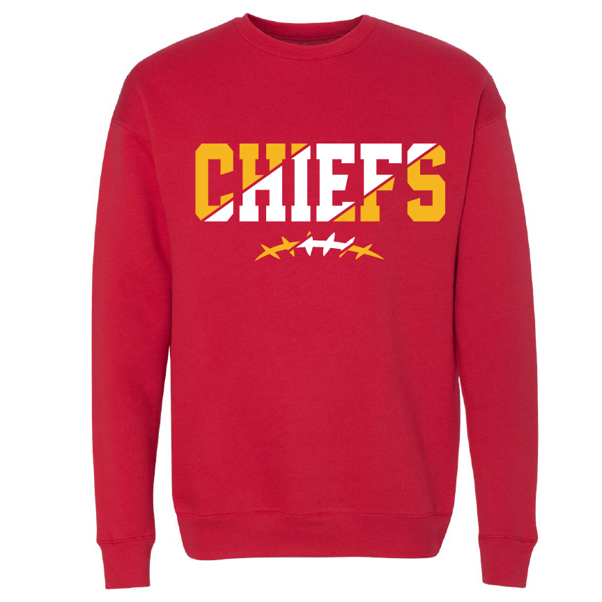 Red KC Shoulder Crewneck Pullover Sweatshirt