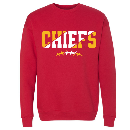 Red KC Shoulder Crewneck Pullover Sweatshirt