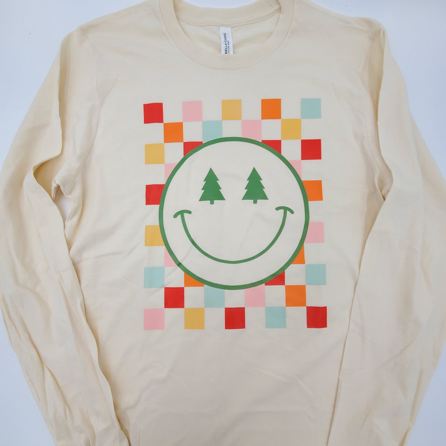 Checkered Smiley Long Sleeve Tee