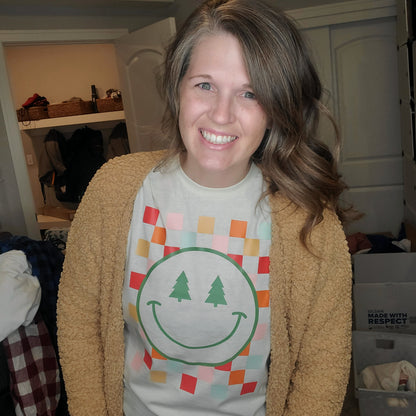 Checkered Smiley Long Sleeve Tee