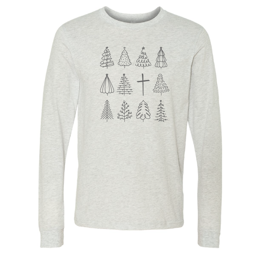 Christmas Tree + Cross Long Sleeve Tee