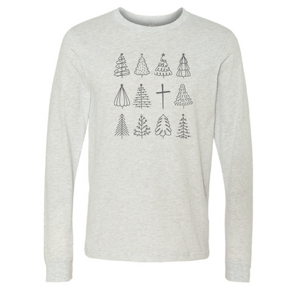 Christmas Tree + Cross Long Sleeve Tee